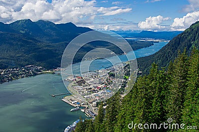 Juneau Alaska and Gastineau Channel Editorial Stock Photo
