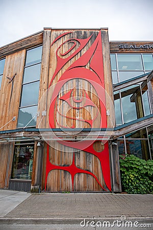 Exterior detail of the Sealaska Heritage Institute Editorial Stock Photo