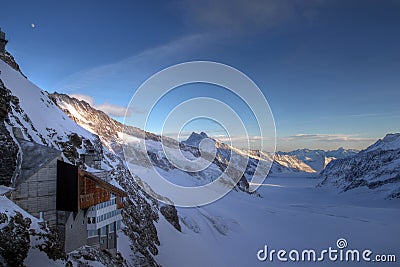 Jungfrau Station and Aletsch Glacier, Switzerland Stock Photo