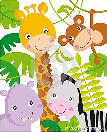 Jungle animals Cartoon Illustration