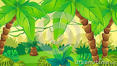 Jungle Background With Palm Vector Illustration