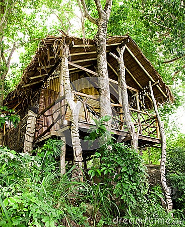 Jungle bungalow in Phi Phi island Stock Photo