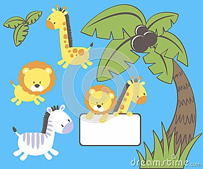 Jungle cute animals Vector Illustration