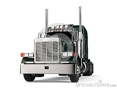 Jungle green big semi - trailer truck - front view Stock Photo