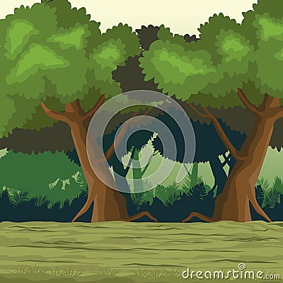 Jungle landscape cartoon Vector Illustration