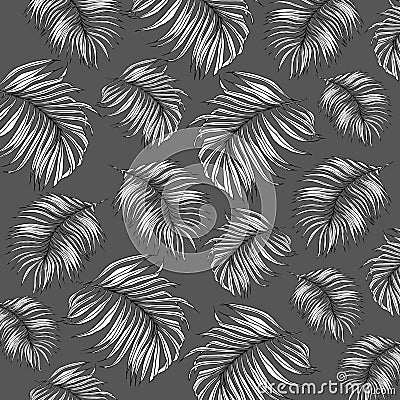 Jungle Leaves Drawing Pattern Stock Photo