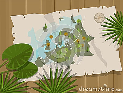 Jungle map europe cartoon adventure Vector Illustration