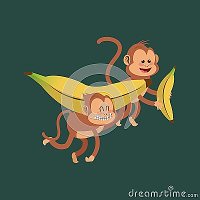 Jungle monkeys cartoon Vector Illustration