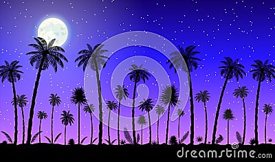 Jungle panorama silhouette Vector Illustration