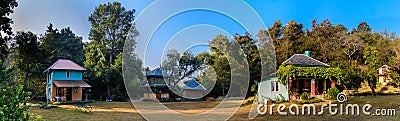 A resort amidst the forests of Himachal Stock Photo