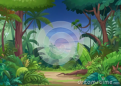 Jungle scene Cartoon Drawing illustration kids story comic background Cartoon Illustration