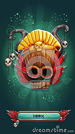 Jungle shamans mobile GUI game loading screen Vector Illustration