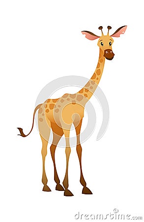 Jungle wild giraffe. Colorful beautiful safari or zoo cartoon animal, wildlife trendy exotic print, african fauna Vector Illustration