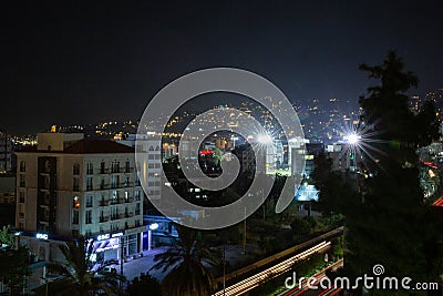 Night view of street in the city of Junia. Republic of Lebanon Editorial Stock Photo