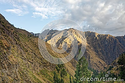 Junin landscape with mountains and blue sky, peru Stock Photo