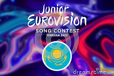 Junior Eurovision 2022, Armenian Junior Eurovision in Yerevan, Participant from Kazakhstan background Eurovision with Kazakhstan Editorial Stock Photo