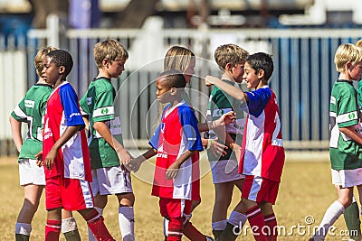 Junior Football Soccer Handshakes Editorial Stock Photo