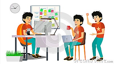 Junior Programmer Character Vector. Web Developer Programming. Coding, Software Development. Javascript. Poses, Emotions Vector Illustration