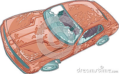 Junk Car Vector Illustration