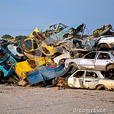 Junk Cars On Junkyard Stock Photo