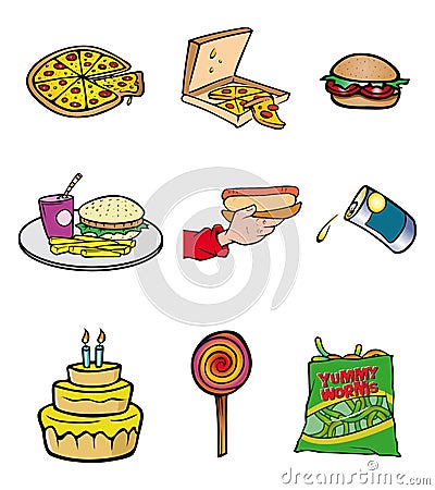 Junk food collection Vector Illustration