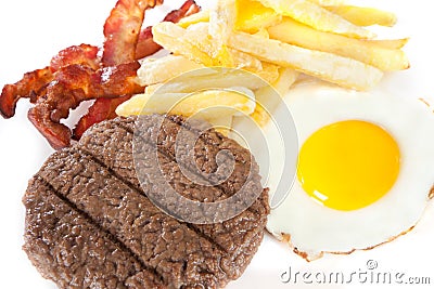 Junk food with high levels of calories and cholesterol Stock Photo