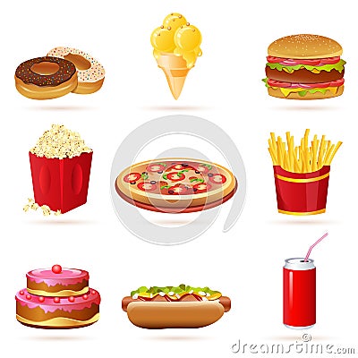 Junk food icons Stock Photo