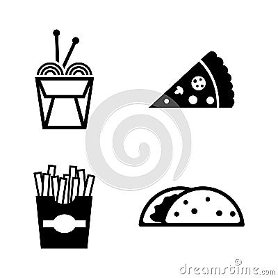 Junk food. Simple Related Vector Icons Vector Illustration