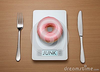 Junk Food Weight Scale Stock Photo