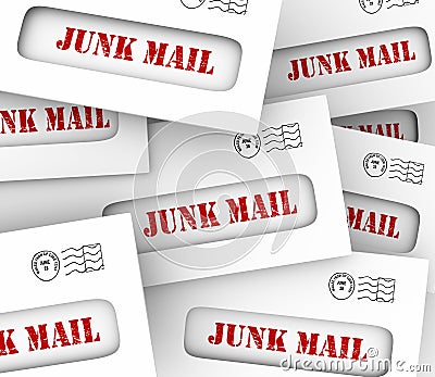 Junk Mail Pile Stack Envelopes Direct Marketing Advertising Letters Stock Photo