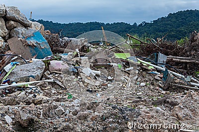 Junk site indicating disaster like tsunami, earthquake,tornado or typhoon Stock Photo