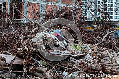 Junk site indicating disaster like tsunami, earthquake,tornado or typhoon Stock Photo