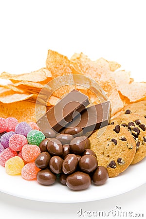 Junkfood on plate Stock Photo