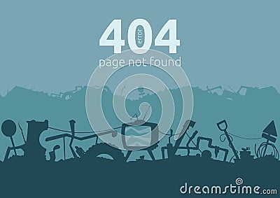 Junkyard Error 404 Page Vector Illustration