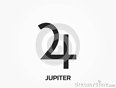 jupiter astrology symbol. zodiac, astronomy and horoscope sign. isolated vector image Vector Illustration