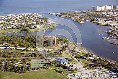 Jupiter, FL Inlet and Light House Stock Photo