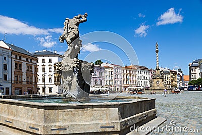 Jupiter fountain, 1707, sculptor Filip Satter, Vaclav Render, Lower square, Olomouc town, Moravia, Czech republic Editorial Stock Photo