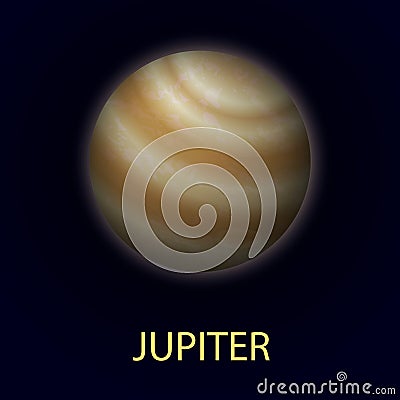 Jupiter. Giant realistic planet of the solar system Cartoon Illustration