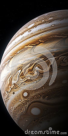 Majestic Jupiter: A Stunning Science Fiction Illustration Of The Red And Brownish Planet Cartoon Illustration