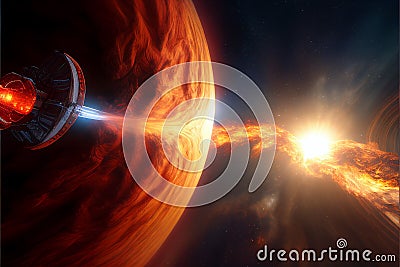 Jupiter planet, giant gas planet and its ocean-bearing moons, AI generated Stock Photo