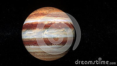 Jupiter planet with high detailed surface with stars in the background, scientific jupiter globe wallpaper Cartoon Illustration