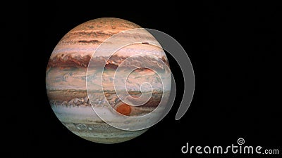 Jupiter planet isolated on black, high detailed surface features Cartoon Illustration