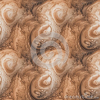 Jupiter planet in outer space close-up, texture of brown gas clouds. AI generative illustration Cartoon Illustration