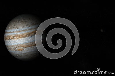 Jupiter planet and satellite Callisto in rotation in the outer space. 3d render Stock Photo