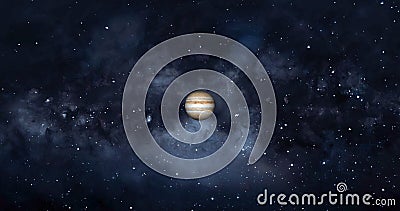 Jupiter planet on space with colorful starry night. front view of Jupiter planet from space with beautiful galaxy. full view of J Stock Photo