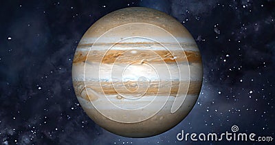 Jupiter planet on space with colorful starry night. front view of Jupiter planet from space with beautiful galaxy. full view of J Stock Photo