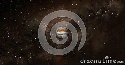 Jupiter planet on space with colorful starry night. front view of Jupiter planet from space with beautiful galaxy. full view of J Stock Photo