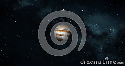 Jupiter planet on space with colorful starry night. front view of Jupiter planet from space with beautiful galaxy. full view of J Stock Photo