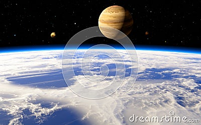 Jupiter's icy moon Europa in the distant future Stock Photo