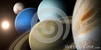 Jupiter, Saturn, Uranus, Neptune - Gas Giant planets Stock Photo